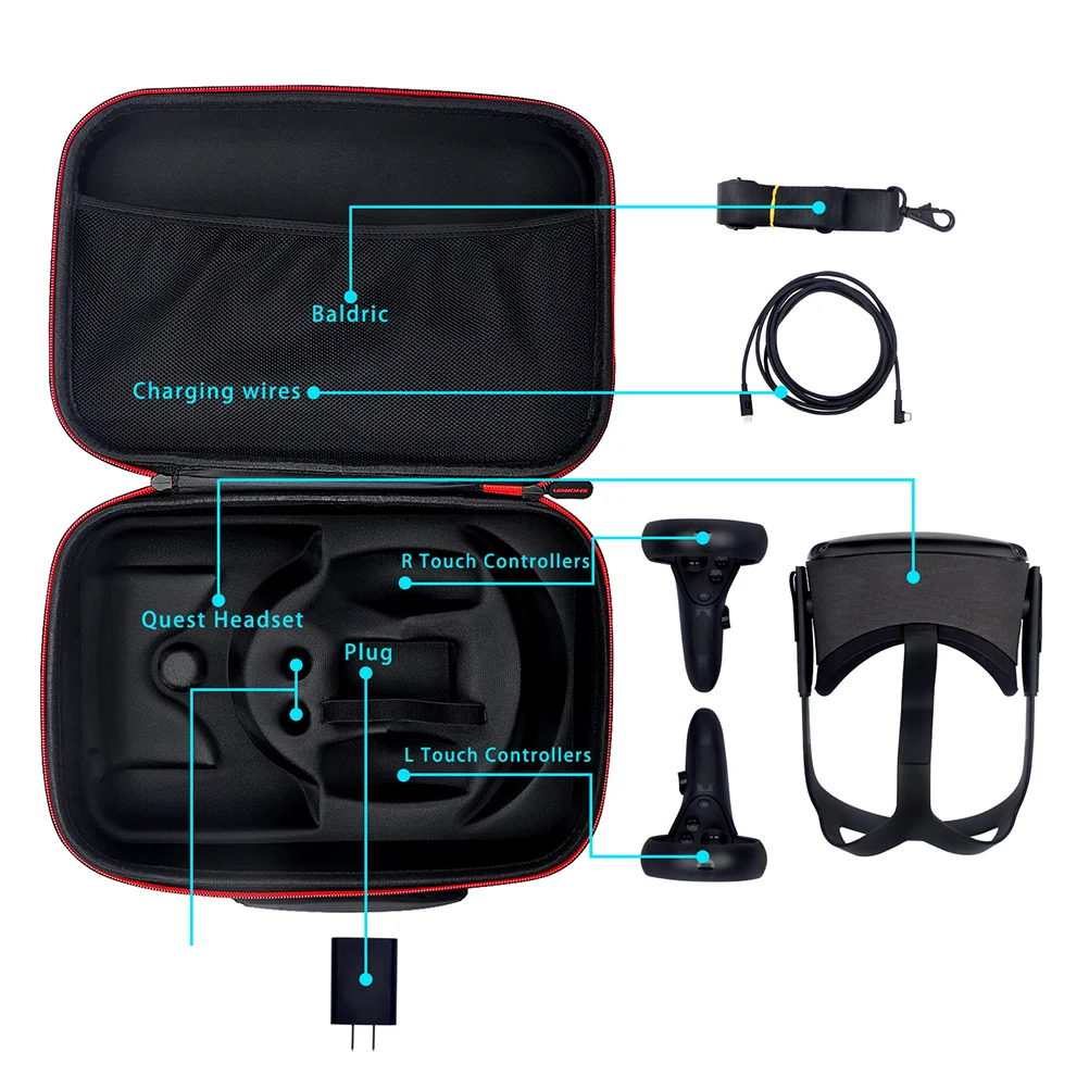 VR 스토리지 박스, 휴대용 여행용 VR 안경 운반 케이스, qquest와 호환 가능