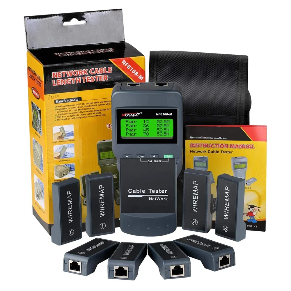 NOYAFA NF-8108M/A Internet Cable Tester Cable Tracker With LCD Display Measure Length Cabl Multifunctional Tester Network Tool 6