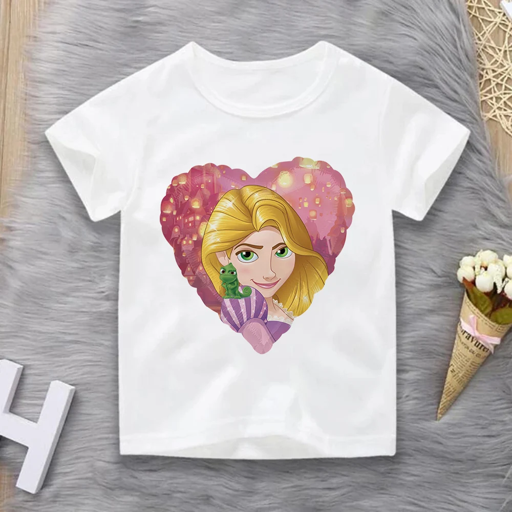 

Loving Heart Rapunzel Print Disney White Kids T Shirt White Exquisite Unisex Tops Hot Selling Baby Girl Boy Tees Casual Outdoor