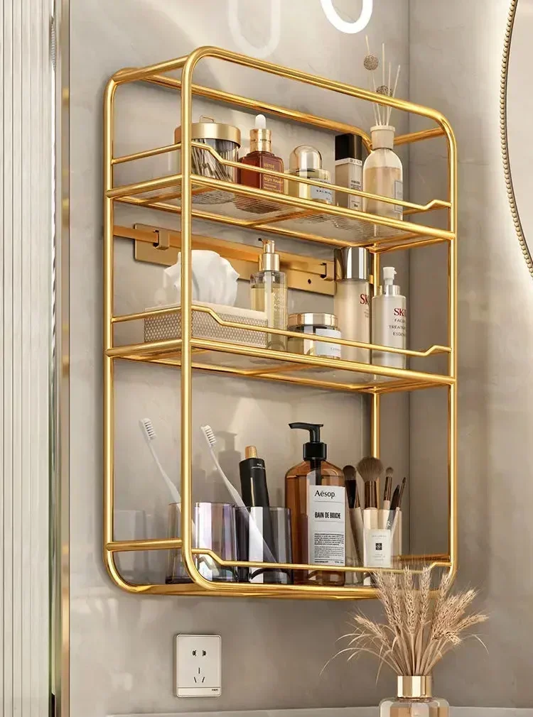 Gold-multi-layer-storage-rack-wall-mounted-bathroom-sink-skincare ...