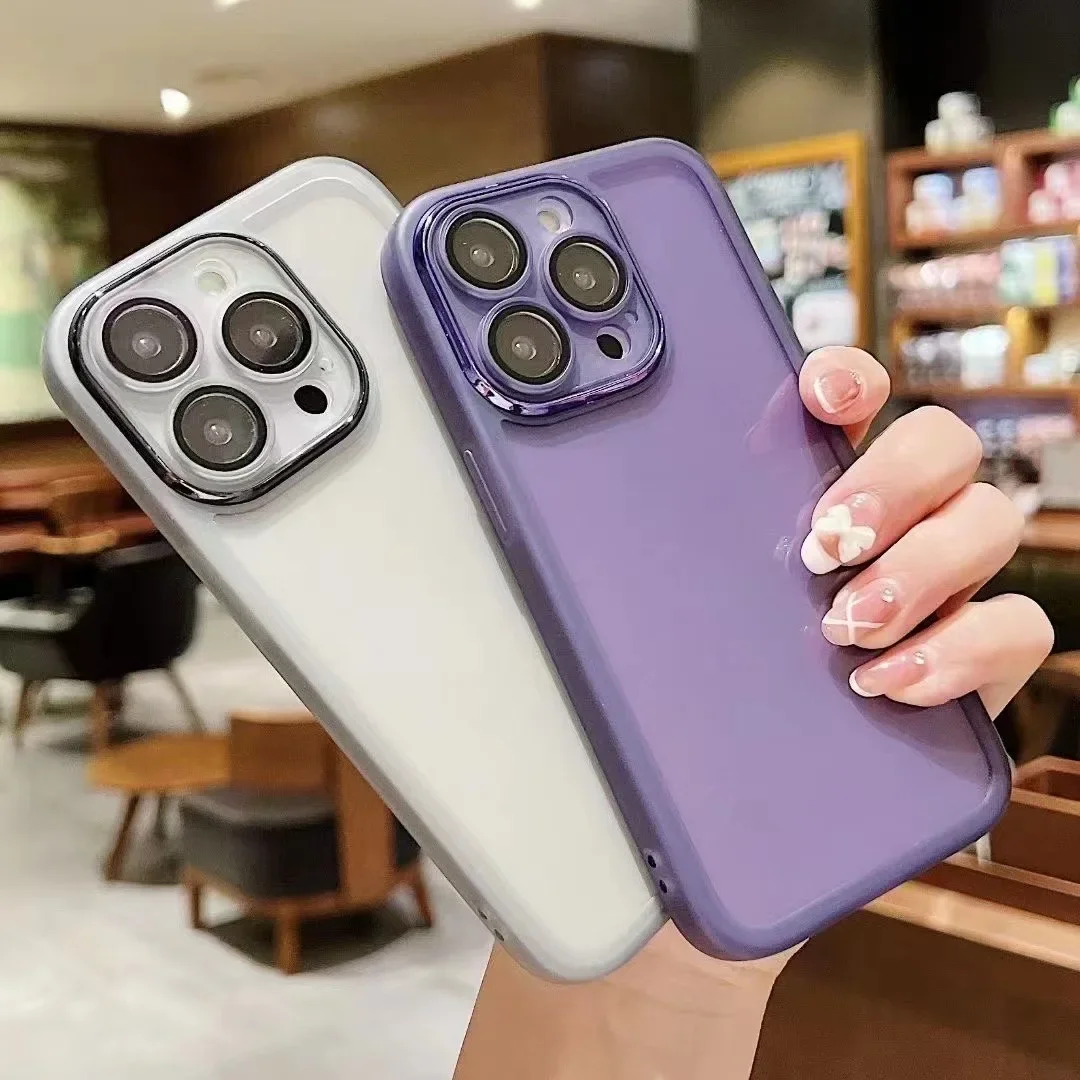 

Мягкий ТПУ чехол для телефона iPhone 15 14 Plus 13 12 11 Pro Max Защита объектива Матовая рамка задняя крышка