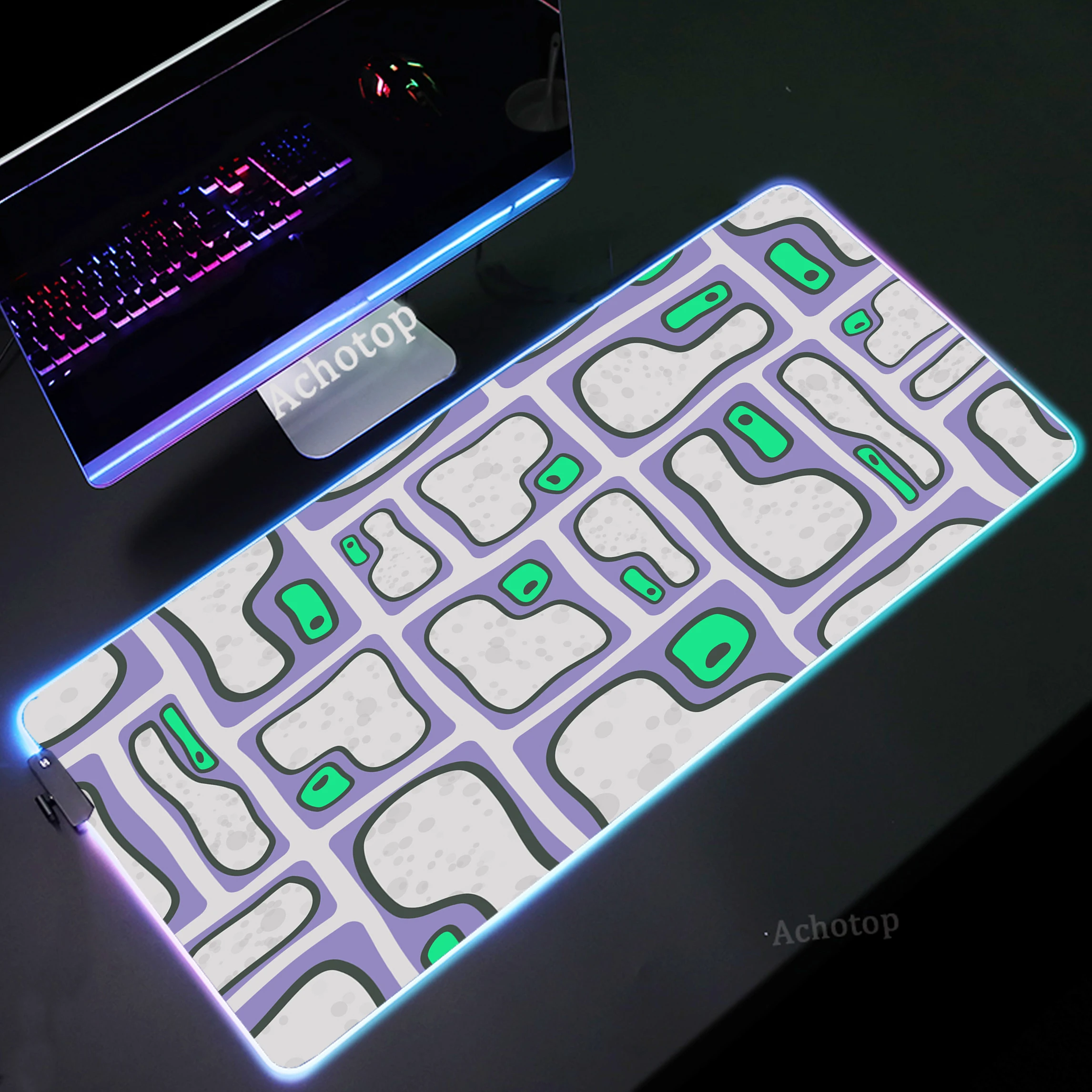 

HD Print Cells Mouse Pad Large RGB Mousepad LED Luminous Mousemat Anti-slip Rubber Backlit Table Carpet Computer Gamer Deskmat