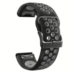 Durable Silicone QuickFit Watch Band with Breathable Design - 22mm/26mm - QuickFit 26mm (Black gray)