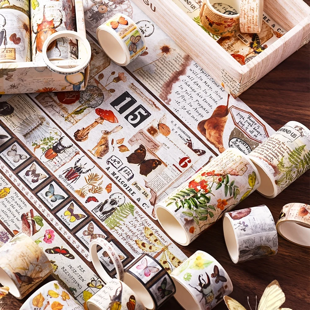 18rolls Pack Vintage Washi Tape Set for Kids Journaling Scrapbooking DIY Art Crafts 3