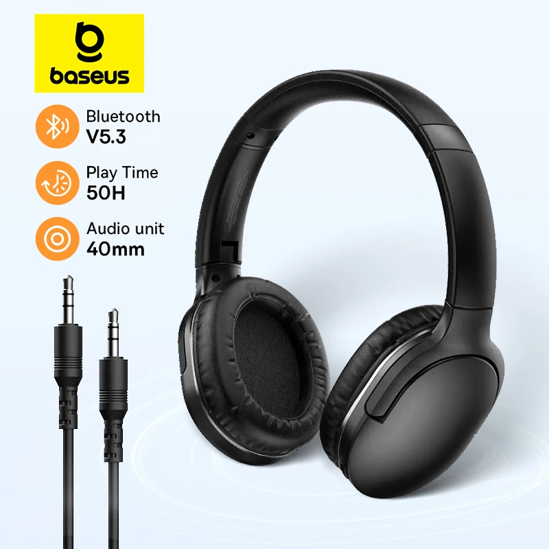 KVIDIO - Auriculares Bluetooth sobre la oreja, 55 horas de reproducción,  auriculares inalámbricos con micrófono, auriculares ligeros plegables con