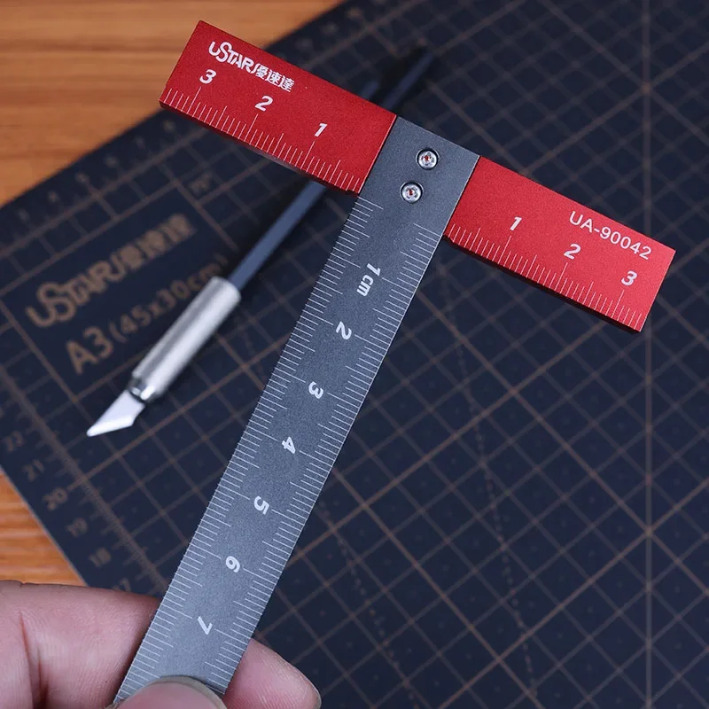 Model Tools Ustar Model Tools UA-90042 T-shaped Square Ruler 90&deg; Aluminum CNC Technology Precision Scale For Model Hobby DIY