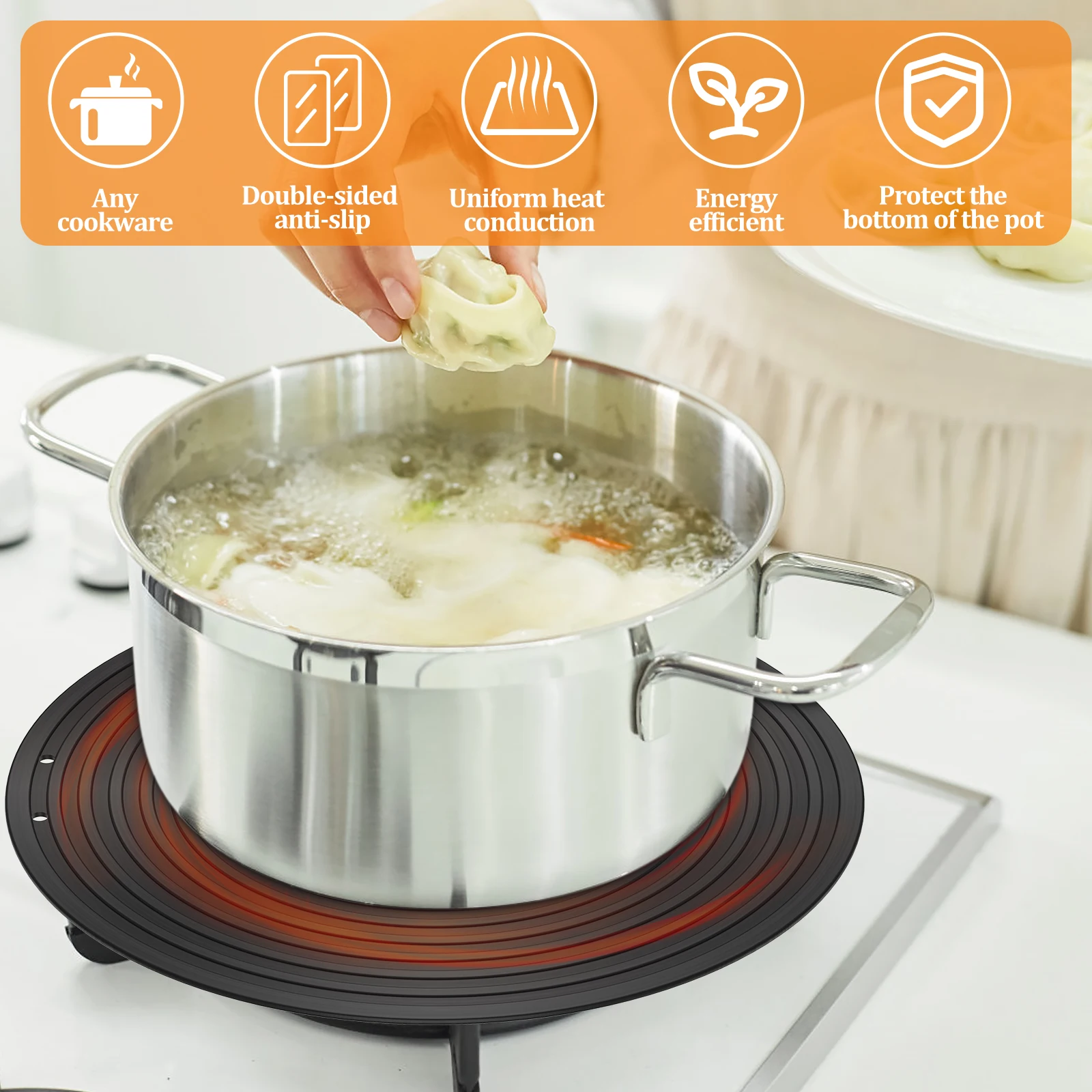 Induction Adapter Plate Double Sided Heat Diffuser Plate with Handle Non Slip Heat Conduction Aluminium Alloy