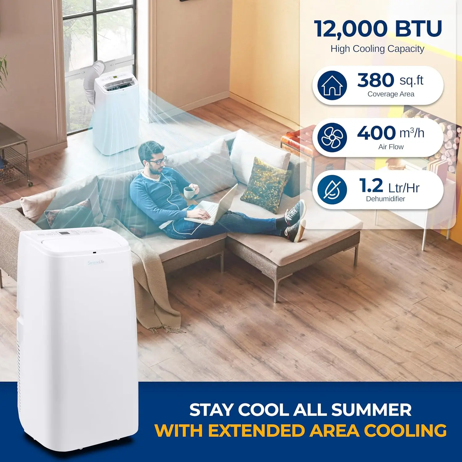 Small Air Conditioner Portable 12,000 BTU with Built-in Dehumidifier - Portable AC unit for rooms up to 550 sq ft - Remote 2