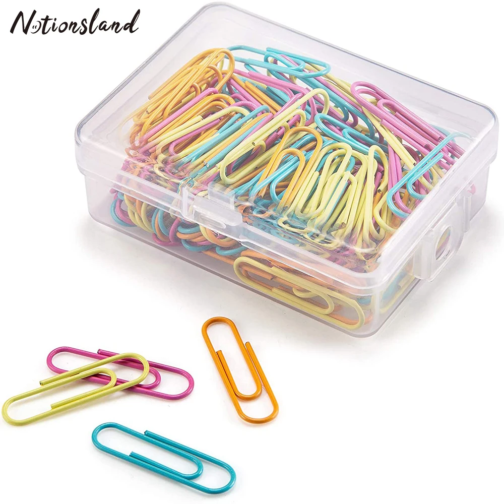 100Pcs/box Paper Clips 30mm Mixed Color Paperclips for Needlework