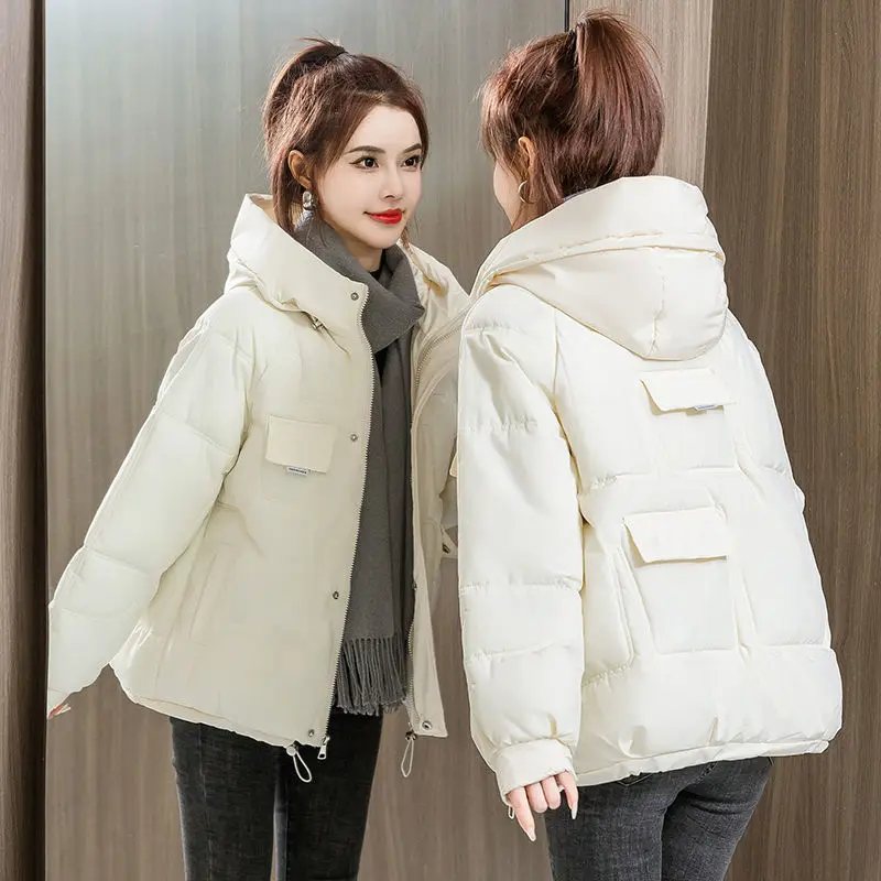 

2023 Down Cotton Coat New Short Plus Size Hooded Winter Korean Loose Thickened Cotton Coat Winter Clothes Women Winter Jacket