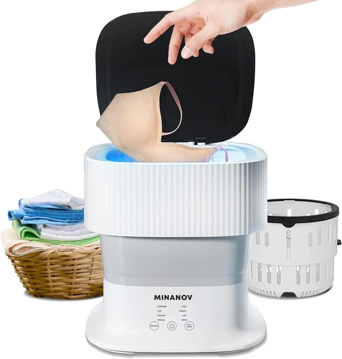

Portable Washing Machine - Automatic Foldable Washing machine with Blue Light- For Underwear, Socks, Baby Clothes, Towels - Coll