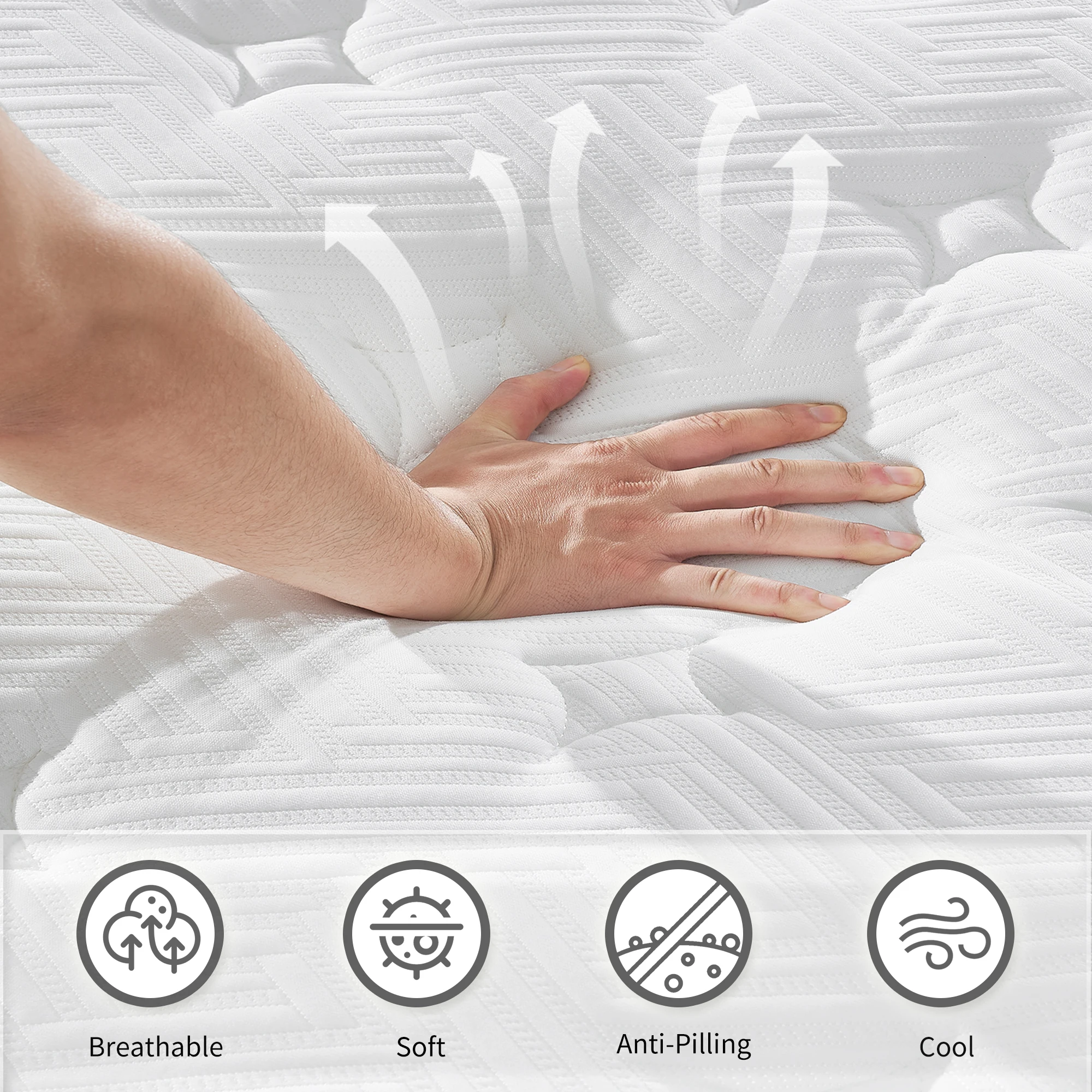 Full Size 12 Inch CertiPUR-US Cool Memory Foam OEKO-TEX 100 Knitted Cover Individual Pocket Spring Hybrid Mattress in A Box