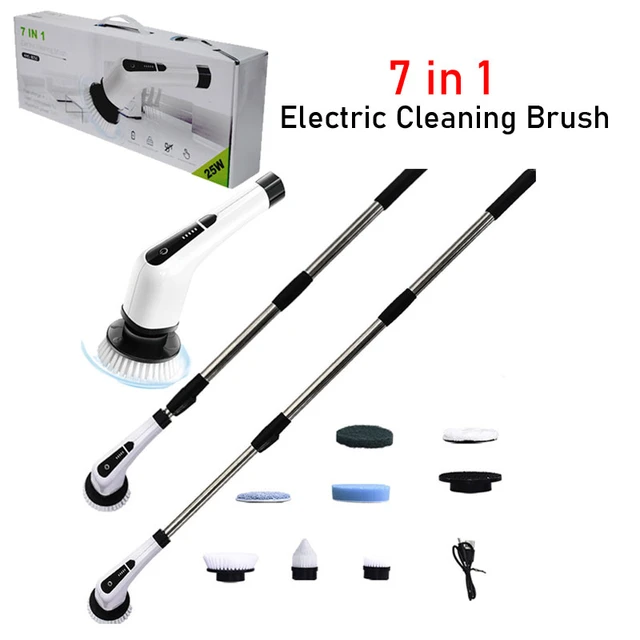 8 In 1 Shower Cordless Cleaning Brush Extension Handle Wall Window Cleaner  Bathroom Kitchen Tub Tile Scrubber Cleaning Tool - AliExpress