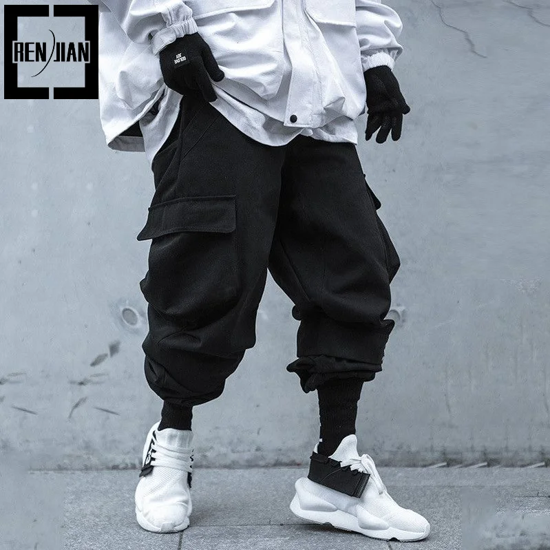 

Men's Oversized Hip Hop Harem Joggers Loose Fit Cargo Techwear Trousers With Multi Pockets Harajuku Sweatpants For Male