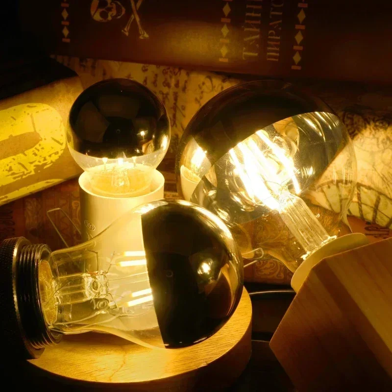 Mirror Silver Retro Edison LED Light Bulb - Vintage Filament with Warm White Lighting