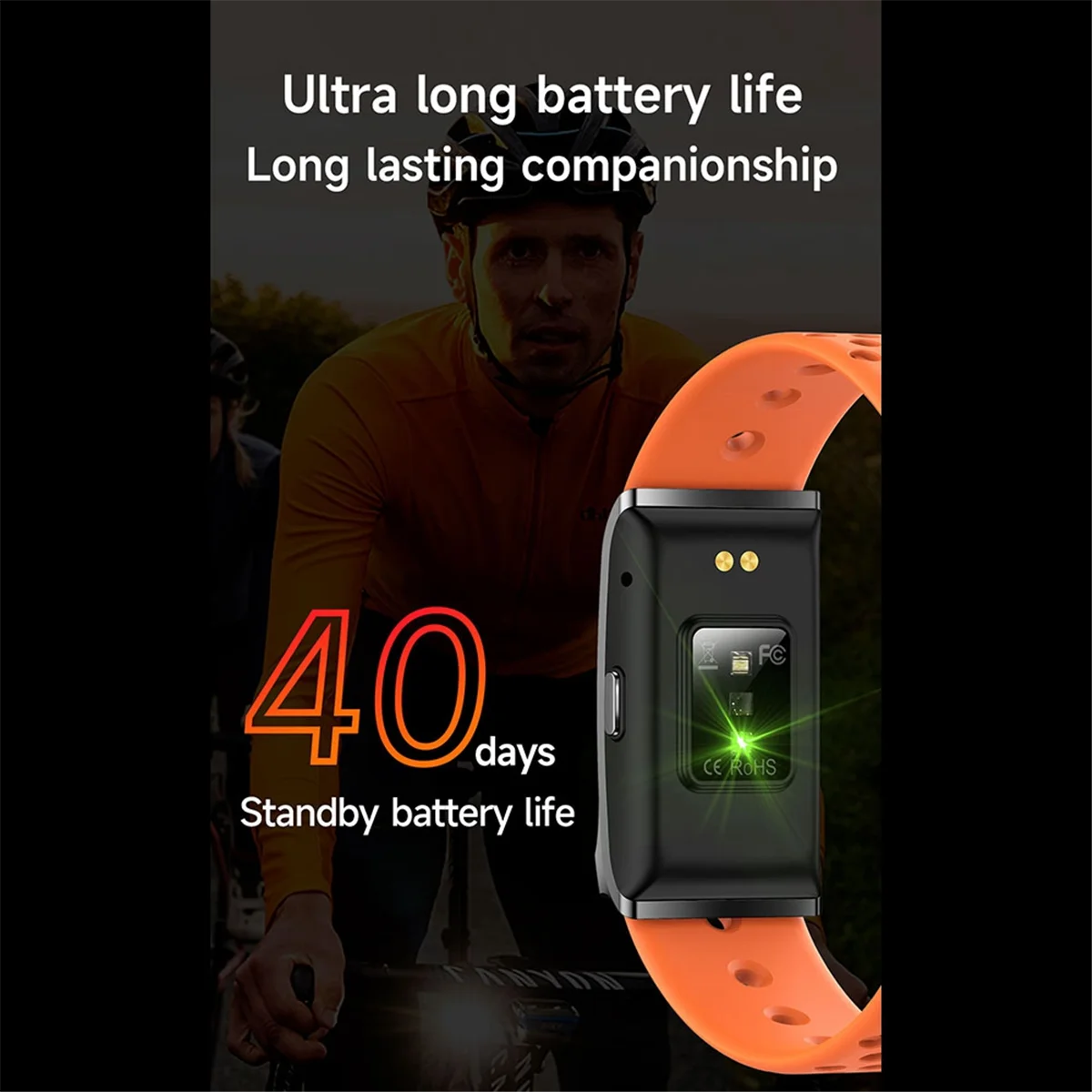 Bracelet de santé Fitness Tracker montre intelligente sans écran pour hommes femmes sport moniteur de fréquence cardiaque Bracelet d'activité Orange