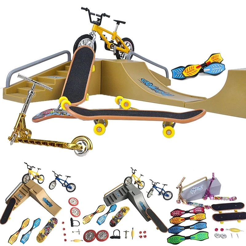 Creative Finger Scooter Two Wheels Fingerboard Set Mini Skate Parts Skateboarding Deck Fingertip Bikes Toys Kids Gifts |