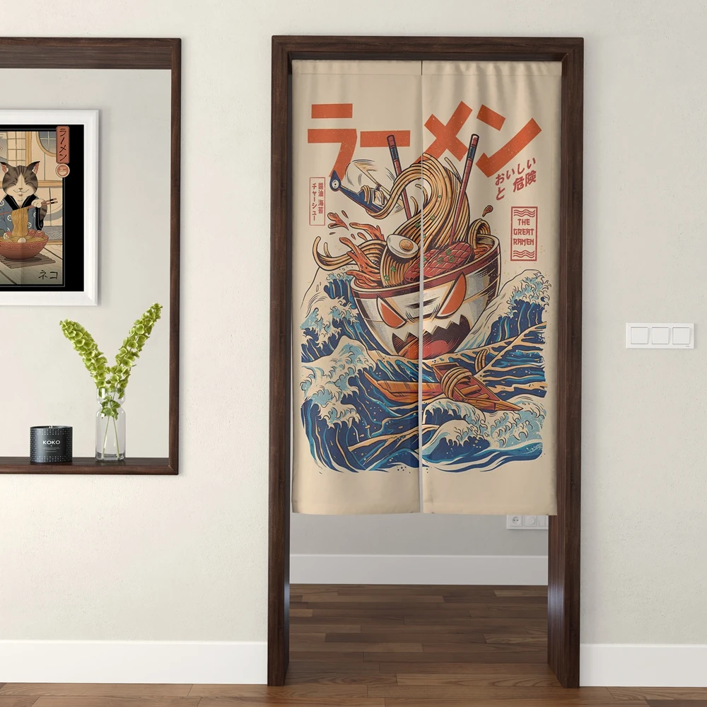 Japanese Ramen Noren Curtain Food Shop Restaurant Kitchen Entrance Cloth Doorway Curtains Oil Smoke Proof Partition Half-Curtain 2