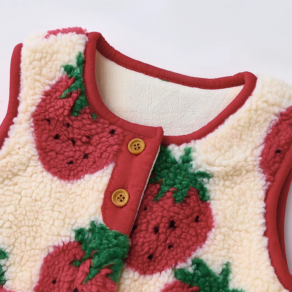 New Baby Clothes Girls Fashion Casual Sweet Thickening Vest Winter Girls Baby Plus Fleece Vest Cute All Match 1-4Y
