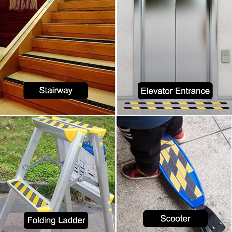 Stairway with safety tape next to an elevator entrance.