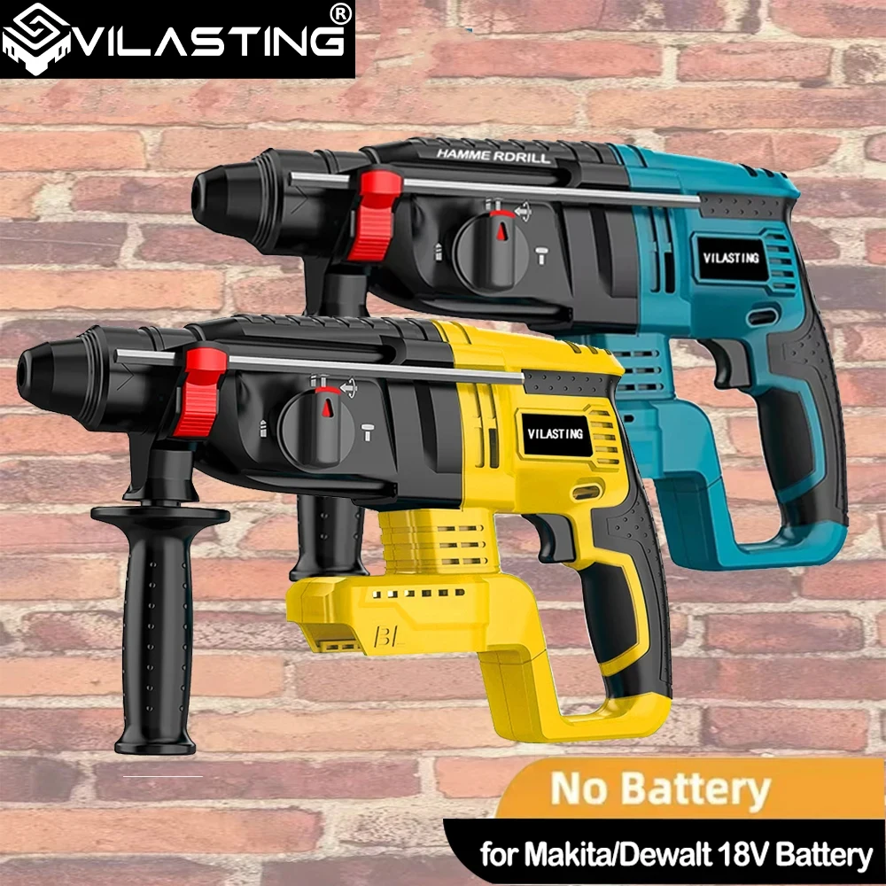 VILASTING Перфоратор, аккумуляторный бесщёточный 26MM многофункциональный электрический перезаряжаемый инструмент для Makita Dewalt 18V аккумуляторов pins