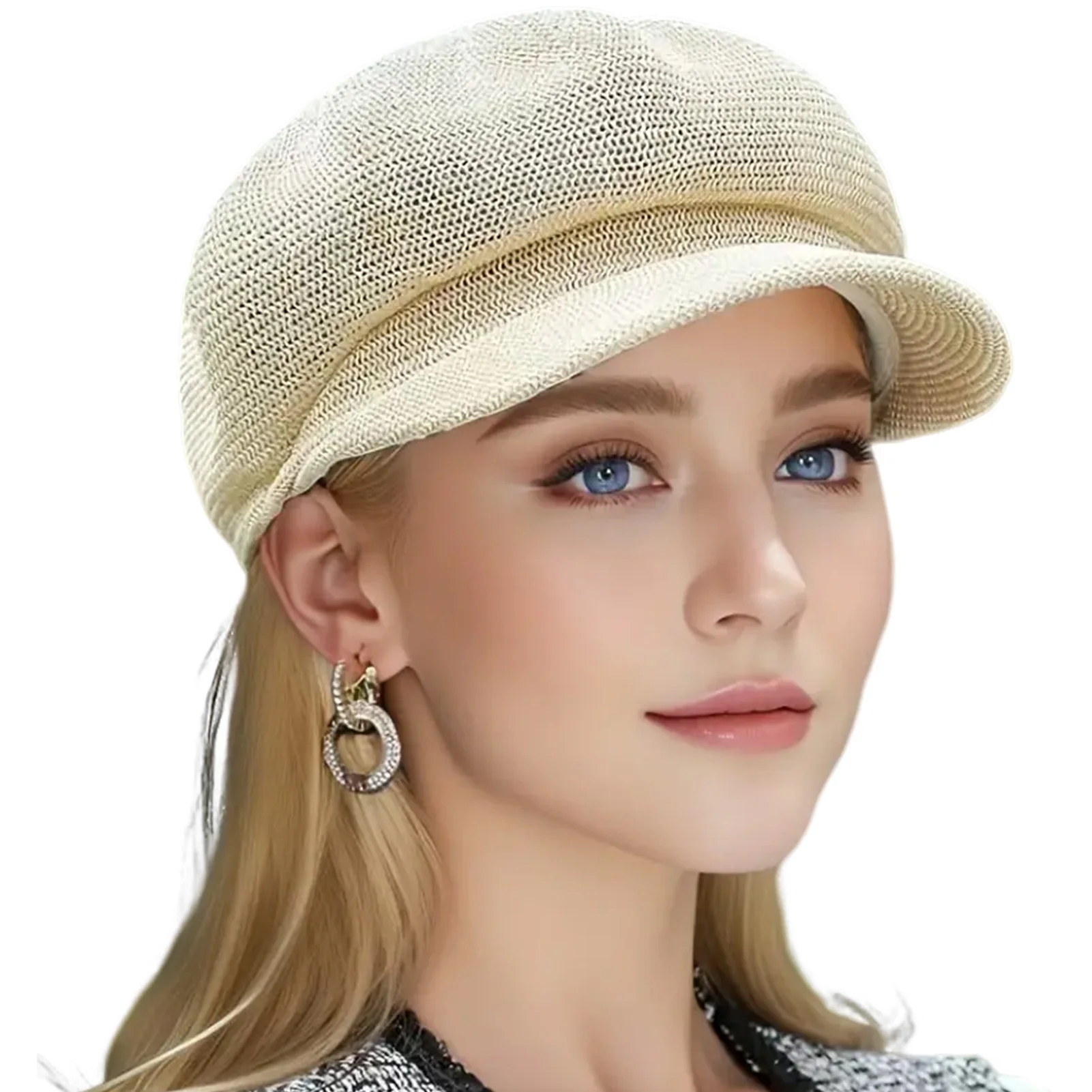 Retro Beret Caps for Women Girls Breathable Mesh Design Solid Color Summer Hat