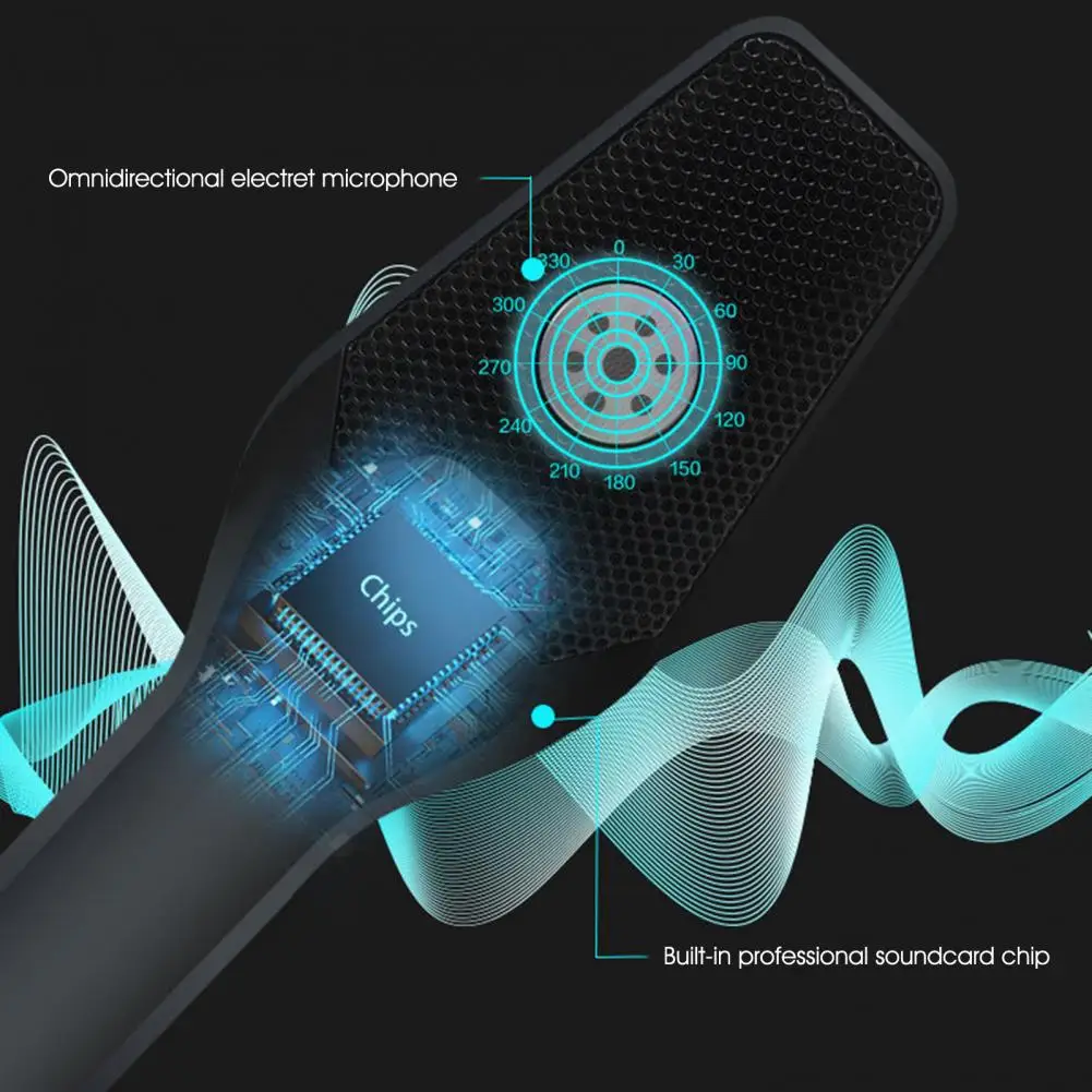 

1 компл. Креативный профессиональный конденсаторный USB-микрофон, аудио аксессуары, настольный микрофон без потерь для гостиной