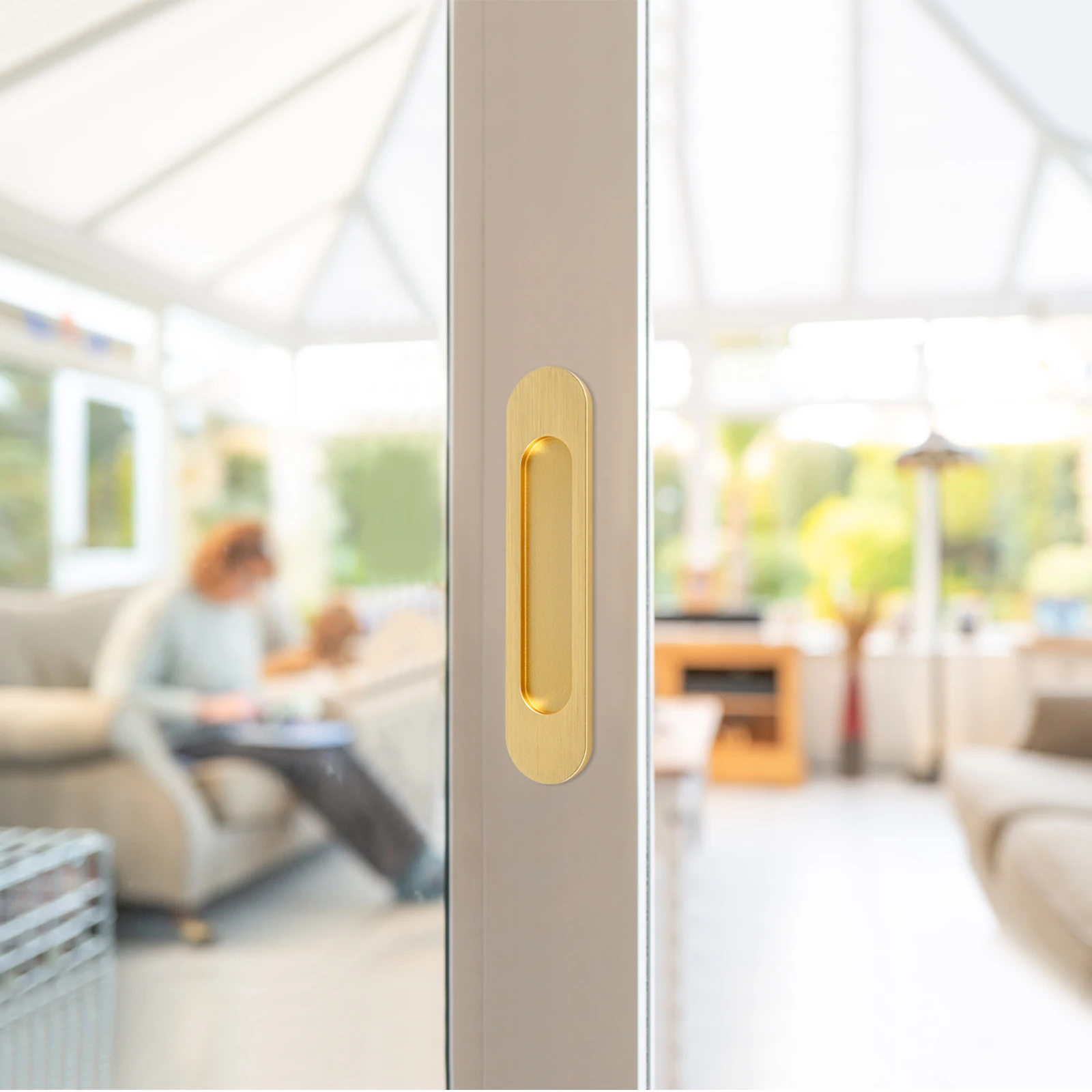 Description Picture 6 of item4Pcs Recessed Finger Flush Pulls 7inch Gold Sliding Barn Door Handle Aluminum Alloy Oval Door Pulls Multifunctional Pocket Door