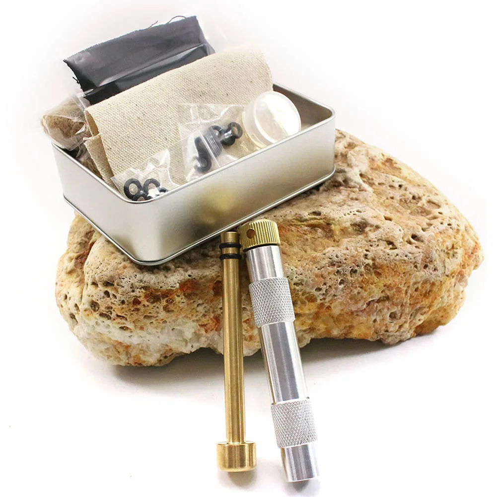 Brass Camping Fire Tube Portable Air Compression Fire Tube Useful Fire Picking Tubes Survival Tool for Outdoor Travel