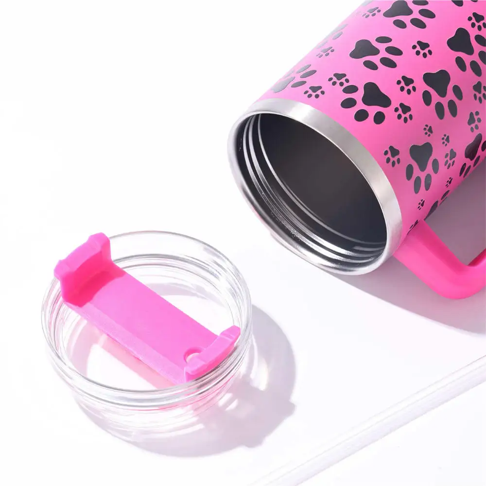 1Pc 30/40oz Cup Holder With Flip Cover Insulated Cup Holder Sealed Cup Lid Ice Cup Flip Cover Cup Holder With Handle