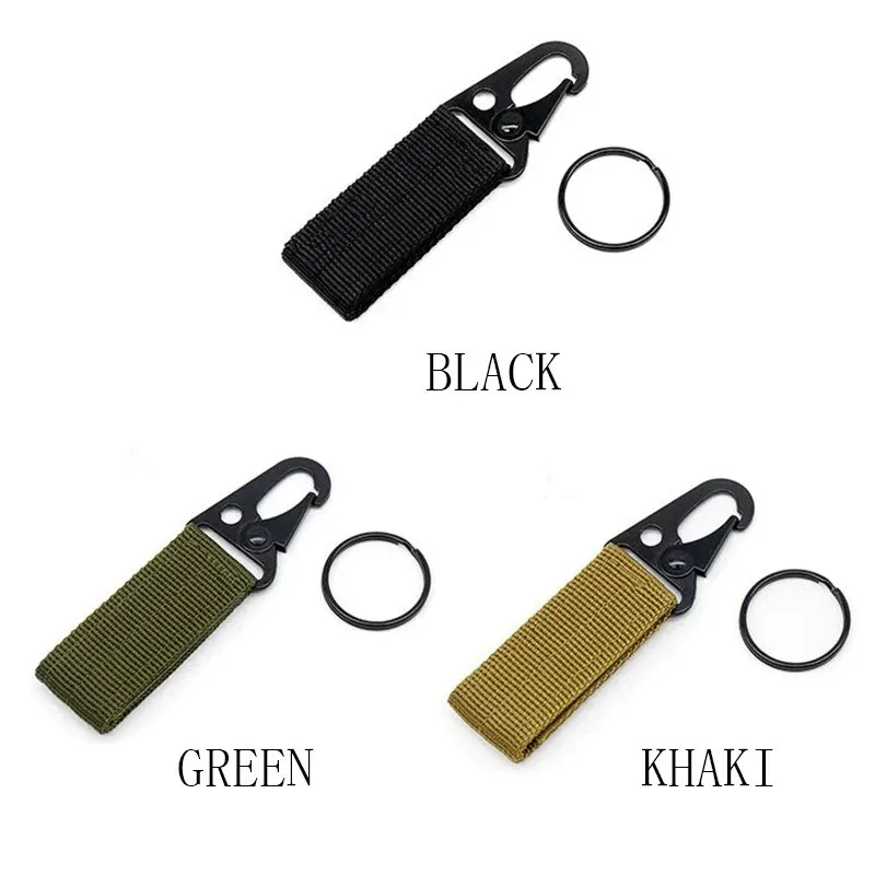 2pcs Tactical Hanging Buckle Molle Nylon Webbing Carabiner Belt Triangle Keychain for Outdoor Climbing Camping Tool Accessory 3
