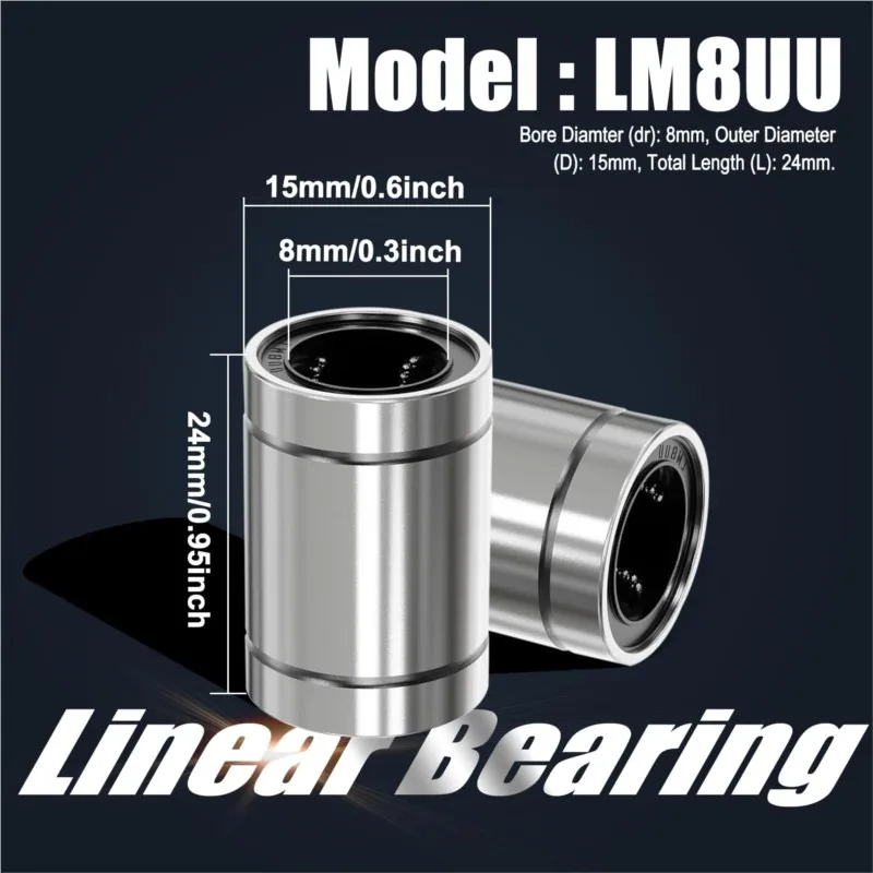 Linear Ball Bearing 4/10PCS LM8UU LM10UU LM16UU LM12UU Linear Bushing 8mm Rods Liner Rail Shaft Parts DIY CNC 3D Printer
