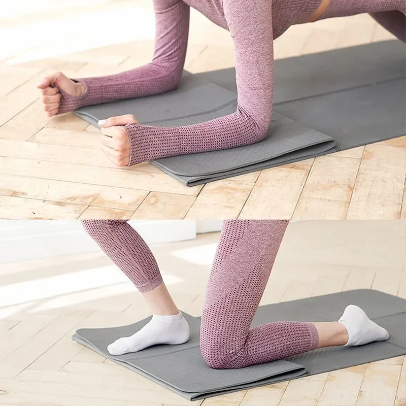 Yoga Mat Foldable Eco Friendly TPE Folding Travel Fitness Exercise Double Sided Non-slip Yoga Pilates Floor Workouts Sports Floor Mats