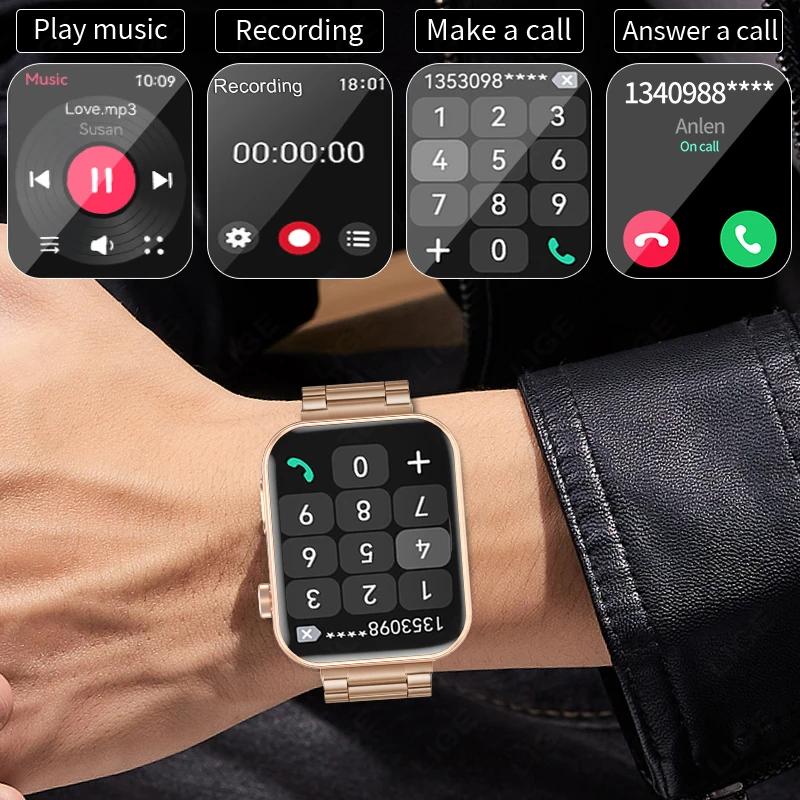 LIGE New 1.91" HD Camera Smart Watch Men 512MB Photo Video Shooting Watches Bluetooth Call Local Music Player Smartwatch Women