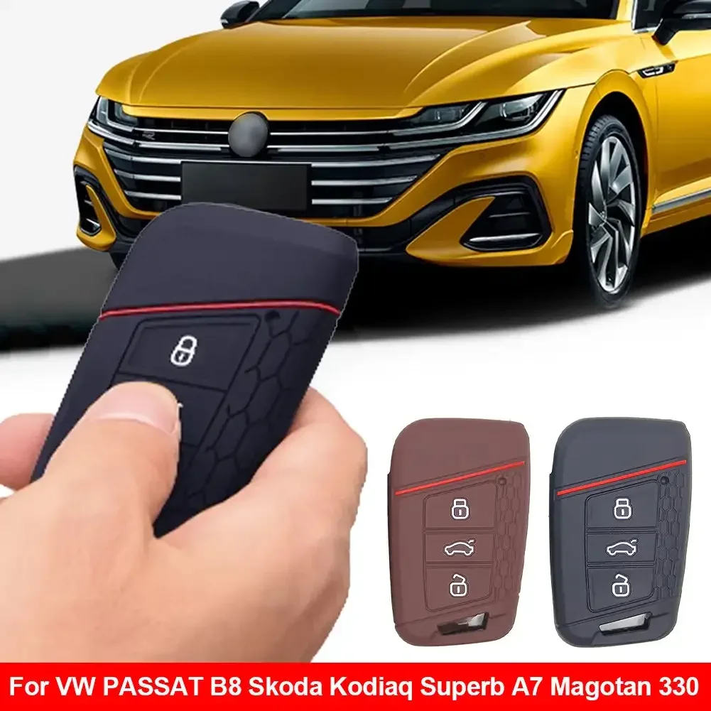 Remote Smart Car Key Case Cover Portachiavi In Silicone Ring Holder Protect Per Vw Passat B8 Jetta Skoda Superb Kodiaq 2020 2021 2022