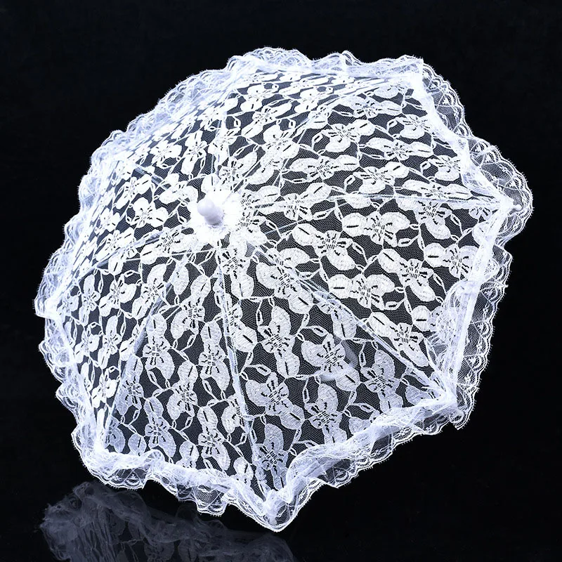 Bride Wedding Umbrella Elegant White Lace Rose Flower Umbrella Bridal Marriage Party Props Photography Stage Perform Supplies mini umbrella