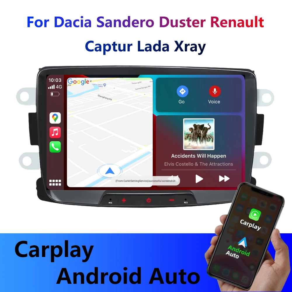 2 Din Android Car Radio For Dacia Sandero Duster Renault Captur Lada Xray Logan Navigation GPS Wifi Auto Multimedia Player |