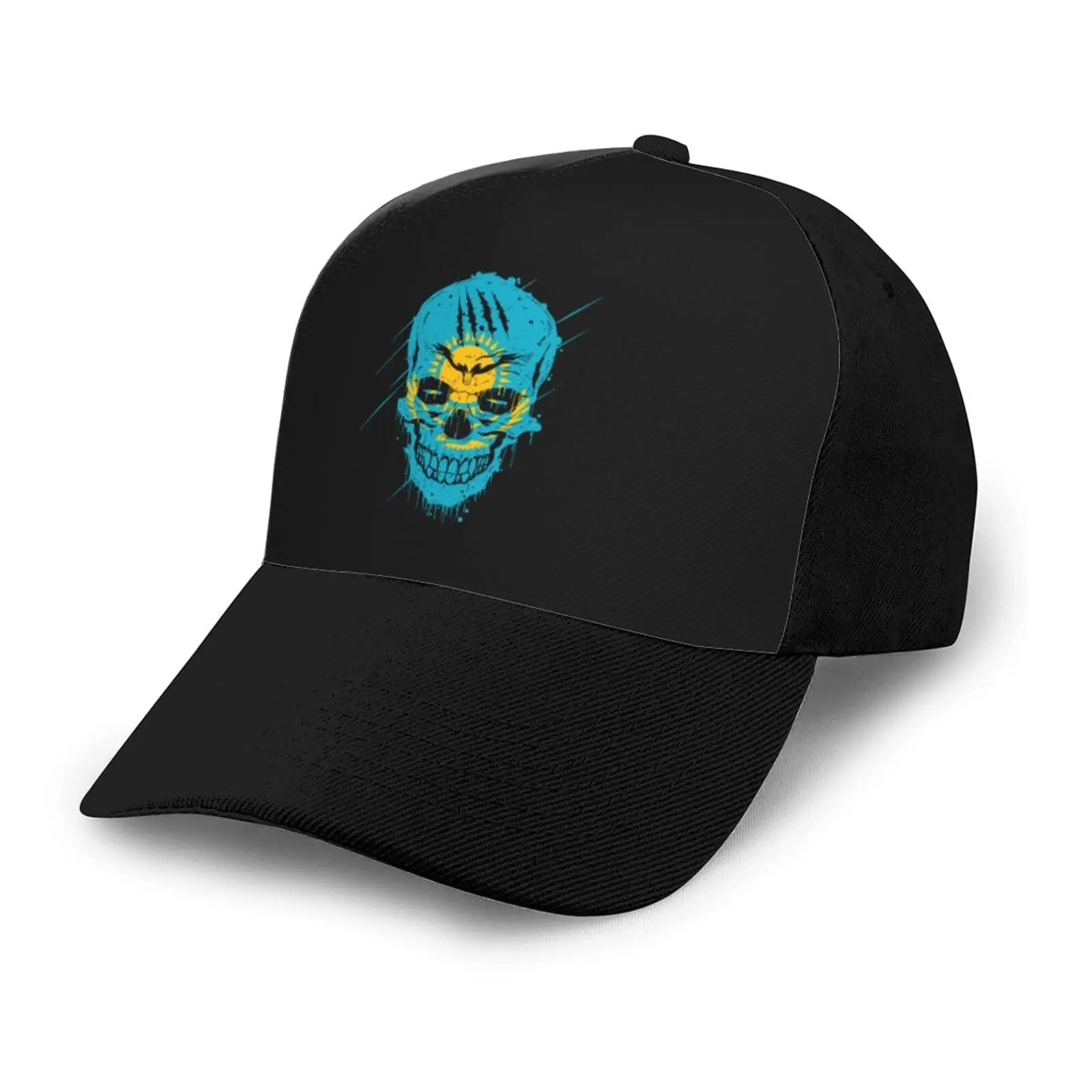 

Kazakhstan Patriot Skull National Flag Baseball Cap Breathable Hip-Hop Sun Hat Adjustable Trucker Men Women Unisex For Gift