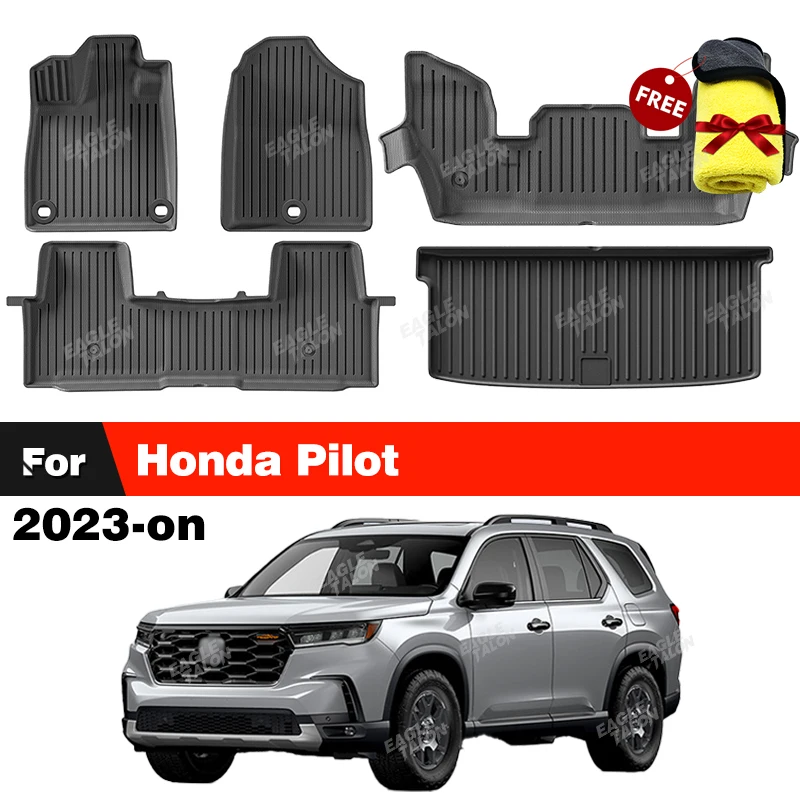 Honda Pilot 2023-on 2024 전천후 TPE 바닥 매트 트렁크 매트 카펫 커버 자동차 인테리어 보호 액세서리