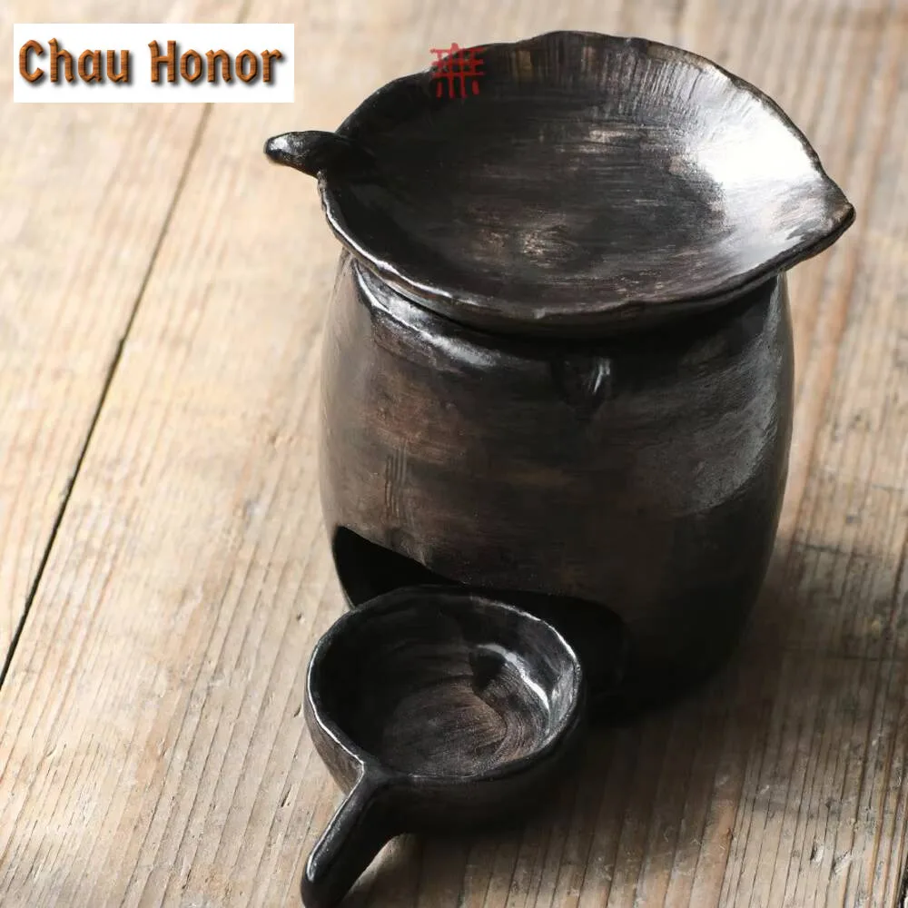 Wabi-sabi Style Stoneware Tea Roaster Creative Owl Japanese Tea Roaster Tea Ceremony Accessories Ceramic Tea Leaf Incense Burner