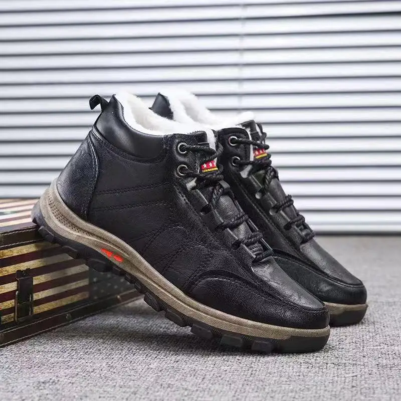 2023 Man Shoes Lace Up Non-slip Hard-Wearing Outdoor Work Simple All-match Fashion Casual Leather Hiking Shoes plus size 39-48