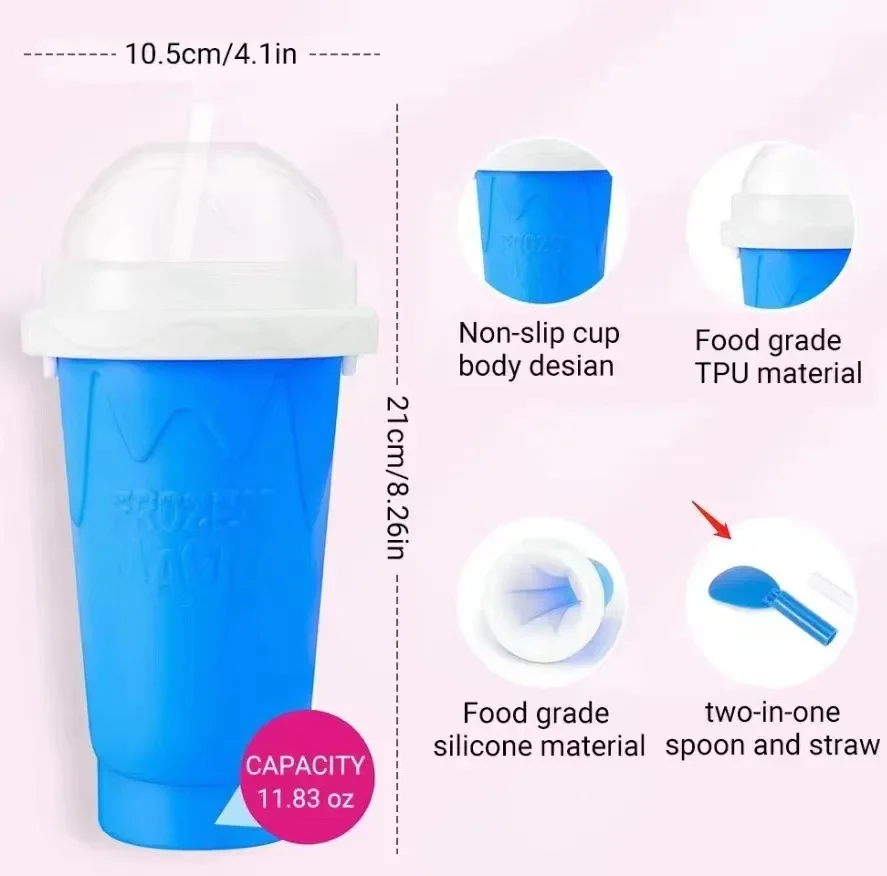 Ice Maker Cup 500ML Smoothies Cup DIY Ice Cream Quick Frozen Silicone  Squeeze Cup Cooling Milkshake Slushy Machine Water Bottle - AliExpress