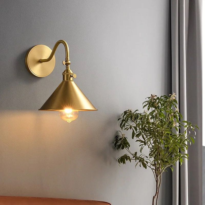 IWHD Full Copper LED Wall Lights For Home Indoor Lighting Luminaira Pull Chain Switch Bedroom Living Room Beside Lamp 3