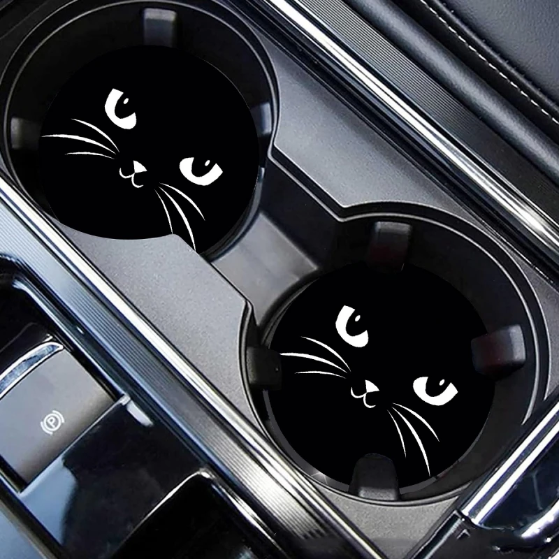 2PCS Car Cup Coaster Silicone Storage Mat Interior Accessories