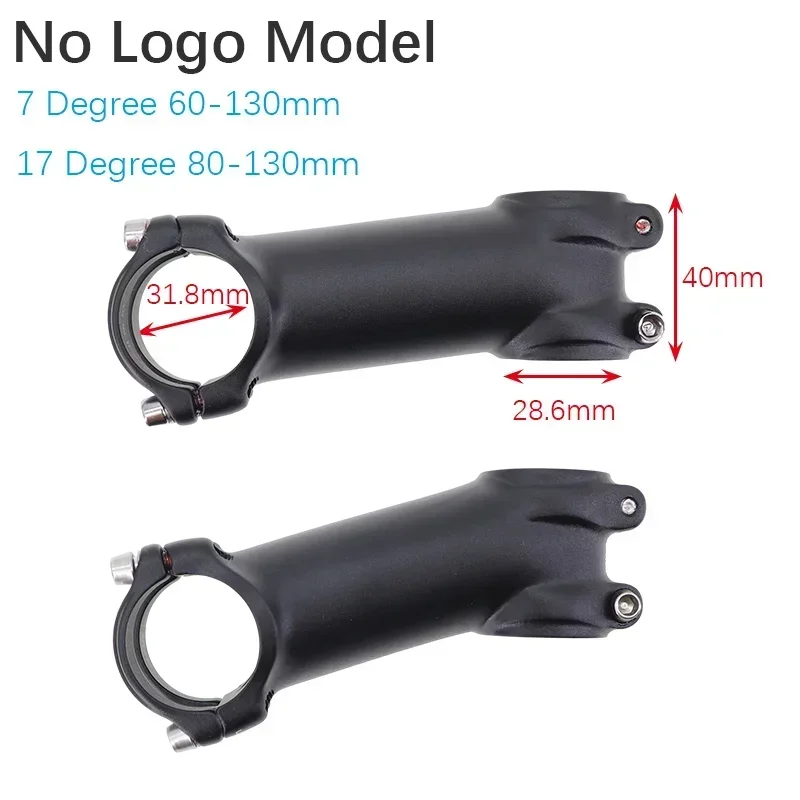 Tige de vélo ultralégère 7 degrés 17 vtt sans logo nologo logoless tige de vélo noire Alu 7050 31.8 60 70 80 90 100 mm 110 120 130  18