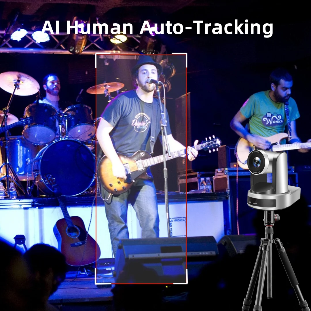 1080P NDI Camera 20X zoom PTZ Camera with Simultaneous HDMI/SDI/IP Streaming for Church Video Production School Events Worship