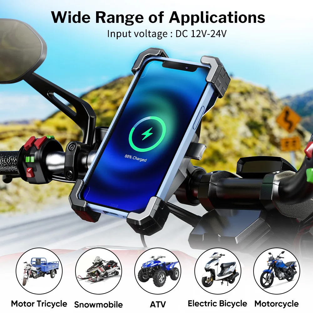 Deelife Motorcycle Phone Holder Wireless Charger for Moto Mobile Smartphone Stand Motorbike Cellphone Bracket Support