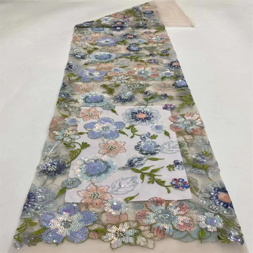 

Высококачественная роскошная кружевная ткань с французскими бусинами 2024 высококачественные африканские блестки сетчатые кружевные ткани для нигерийских свадебных платьев Шитье