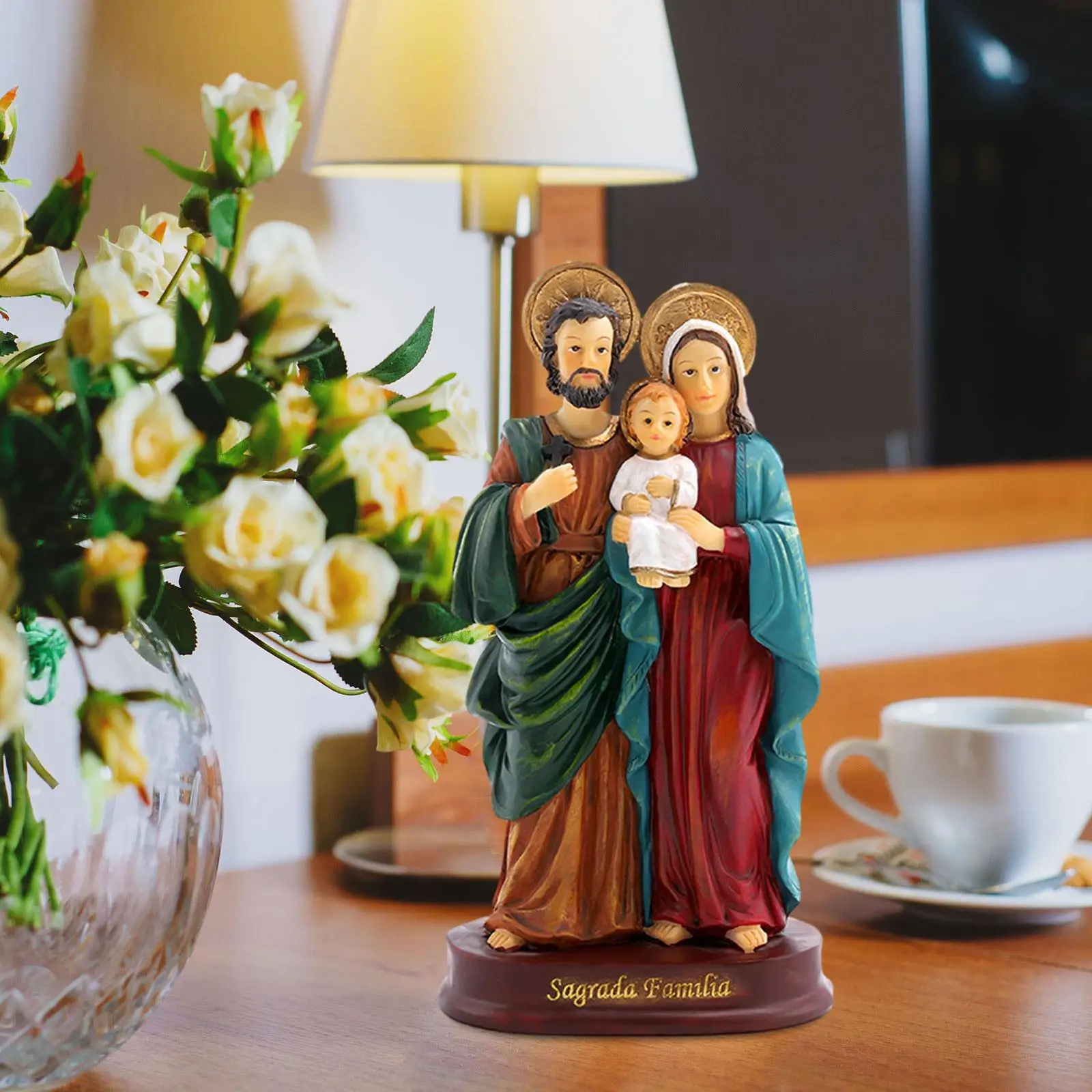 Holy Family Statue Mary Joseph Figures Jesus Figurine Craft Collection Resin Nativity Scene for Home Shelf Decoration christian statue