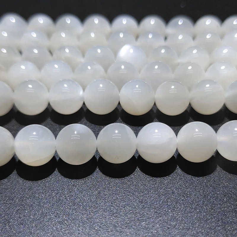 6-10mm Natural Gem Stone White Moonstone For Jewelry Making Faceted Round Spacer Beads Diy Bracelets Necklace Accessories 15